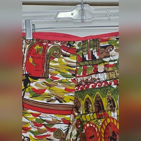 ITW By Claude Brown Pants Size 2 Multicolored, Venice Pattern Pants - Picture 3 of 6